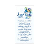 Happiness Lives Here Blue Bird Ornament with Charm and Poem Card