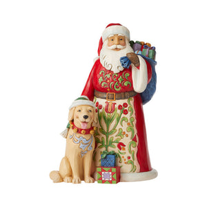 Jim Shore by Enesco Festive Furry Friendship Santa with Dog Figurine