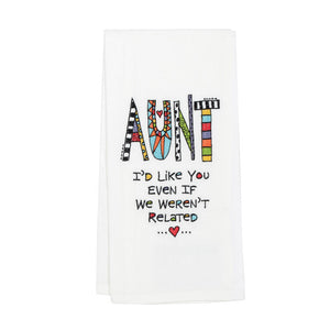 Embroidered Aunt Tea Towel by Our Name is Mud