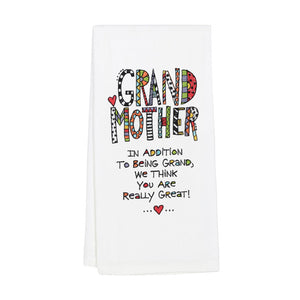 Embroidered Grandmother Tea Towel by Our Name is Mud