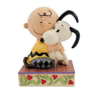 Jim Shore Disney Peanuts Charlie Brown Hugging Snoopy Beagle Hug is Blissful Heart Figurine