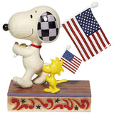 Jim Shore Peanuts Snoopy and Woodstock Patriotic March Figurine
