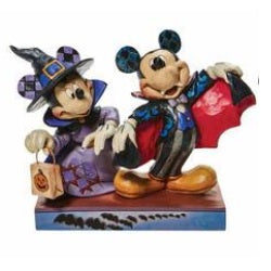 Jim Shore Disney Terrifying Trick-or-Treaters Minnie as a Witch and Mickey as a Vampire Figurine
