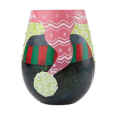 Lolita Stemless Wine Glass Penguin Dressed for the Holiday Hallmark Exclusive