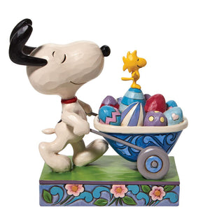 Jim Shore Peanuts Snoopy with Easter Wheelbarrow Figurine