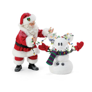 Disney Possible Dreams Santa Creating Magic Snow Mickey Set of 2 Figurines