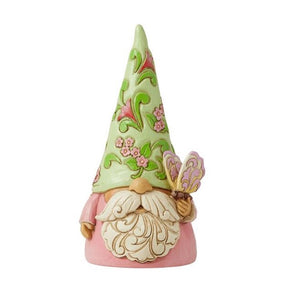 Jim Shore Gnome with Spring Floral Hat Holding a Butterfly "Garden Guest" Figurine 5.25"