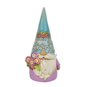 Jim Shore Gnome with Spring Floral Hat Holding Flowers "Bloomin' Gnome" Figurine
