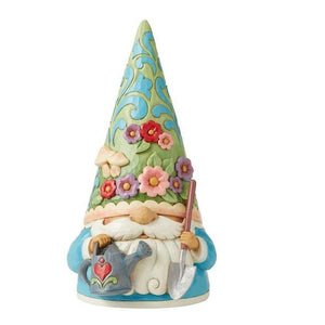 Jim Shore Gardening Gnome with Spring Floral Hat Holding Watering Can "Bloom and Grow" Figurine