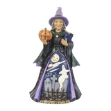 Jim Shore Halloween Witch with Jack-O-Lantern & Graveyard Scene Fear is Near Figurine