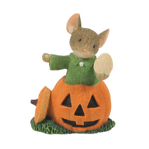 Halloween Mouse Tails with Heart Pumpkin Carver Figurine