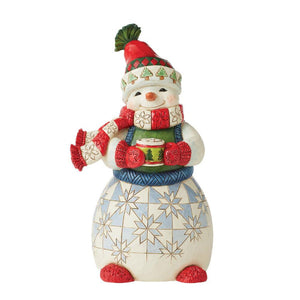 Jim Shore Cocoa and Christmas Cheer Snowman Hallmark Exclusive Figurine