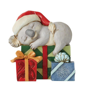 Jim Shore Mini Santa Koala Sleeping on Christmas Gifts Figurine