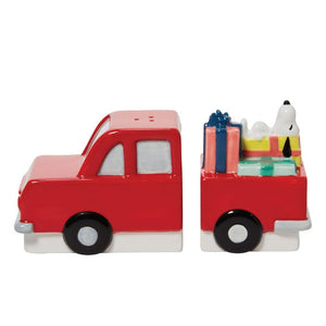 Snoopy with Presents in Red Truck Salt & Pepper Shakers
