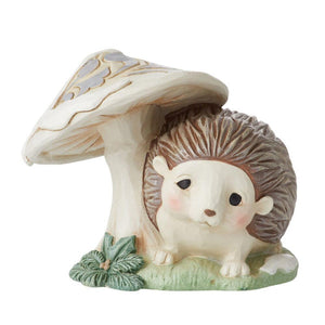 Jim Shore White Woodland Hedgehog by Mushroom Figurine