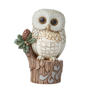 Jim Shore White Woodland Owl on Tree Stump Figurine