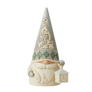 Jim Shore White Woodland Gnome with Lantern Figurine