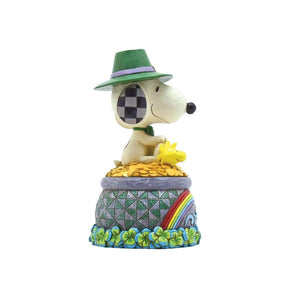 Jim Shore Peanuts Lucky Ol' Dog Snoopy & Woodstock Sitting on a Pot of Gold