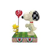 Jim Shore Peanuts Love Floats Woodstock Giving Snoopy a Heart Shaped Balloon Figurine