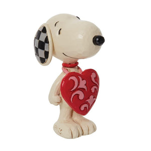 Jim Shore Peanuts Mini Snoopy Wearing Red Heart Sign Figurine