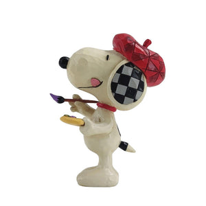 Jim Shore Peanuts Mini Artist Snoopy Wearing Beret Hat Figurine