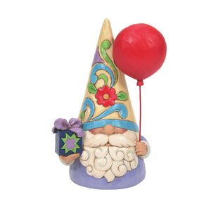Jim Shore Heartwood Creek There's No Party Like a Gnome Party Celebration Gnome with Present and Balloon Figurine