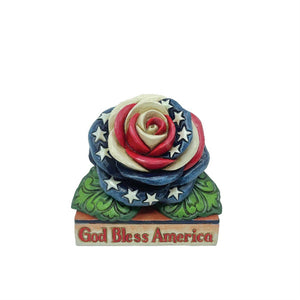 Jim Shore Heartwood Creek Patriotic Rose Mini Figurine God Bless America Figurine
