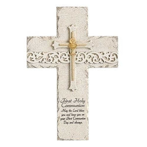 First Holy Communion Wall Cross with Gold Chalice from Joseph Studio