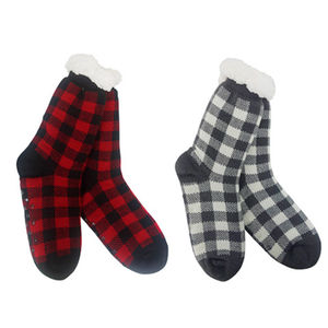 Men's Knit Thermal Slipper Socks with Gripping Soles Buffalo Plaid Pattern Buy 1 Get 1 FREE