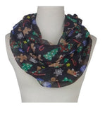 Holiday Theme Santa, Reindeer, Snowman, Gingerbreadman Infiniity Scarf