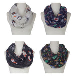 Holiday Theme Santa, Reindeer, Snowman, Gingerbreadman Infiniity Scarf