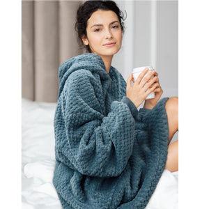 Blue Darling Dot Cozy Oversized Sherpa Blanket Pullover