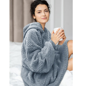 Gray Darling Dot Cozy Oversized Sherpa Blanket Pullover