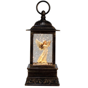 Elegant Angel with Dove Glitter Light Up Lantern 10.5"