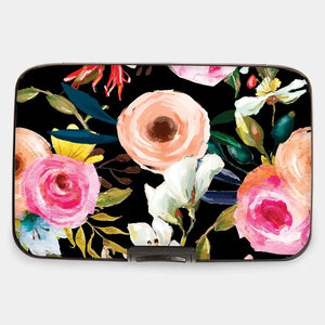 Florals on Black RFID Armored Wallet