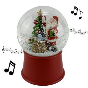 Santa Putting Presents Under the Tree 100mm Musical Water Globe