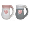 White Pink and Gray 16 oz. Embossed Ombre Heart Cozy Handwarmer Mug