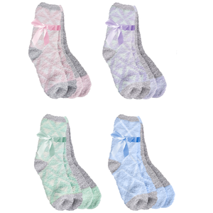 2-Pair Diamond Pattern Therapeutic Spa Socks Infused with Shea Butter and Lavender