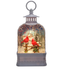 10.75" Cardinal Birds on Fence Glitter Water Lantern with Sublimation Church in Background