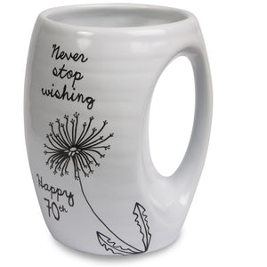 May All Your Wishes Come True Happy 70th Birthday Hand Warmer Mug 16 oz.