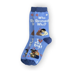 Who Rescued Who? I Love My Dog Happy Tails Socks