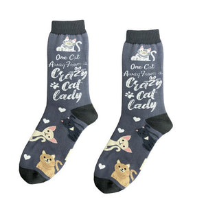 One Cat Away From A Crazy Cat Lady Happy Tails Socks