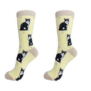 Black & White Cat Happy Tails Socks