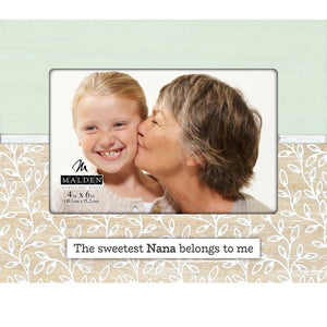 Malden Sweetest Nana Belong to Me Laser Cut 4"x6" Photo Frame, Mint Beige