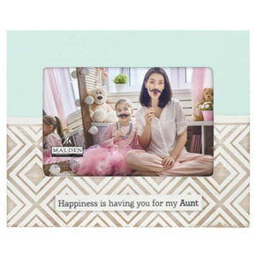 Malden Happiness is Having You for My Aunt Laser Cut 4"x6" Photo Frame, Mint Beige