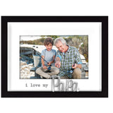 I Love My Papa Rustic Matted Picture Frame with Metal Word Attachment Holds 4"x6" Photo