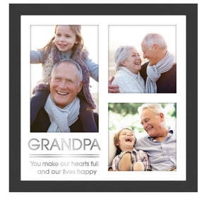 Grandpa Make Our Hearts Full and Our Lives Happy Collage Frame Holds 3 Photos