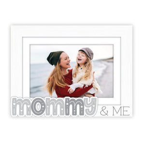Mommy & Me White Matted Picture Frame with Word Attachment Holds 4"x6" Photo