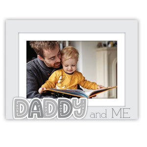 Daddy & Me White Matted Picture Frame with Word Attachment Holds 4"x6" Photo
