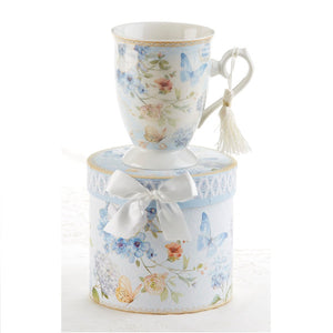 4.6" Porcelain Mug/Gift Box, Blue Butterfly